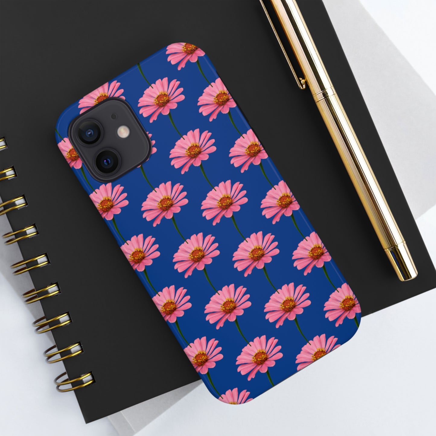 Pink Zinnia Blue Tough Phone Case