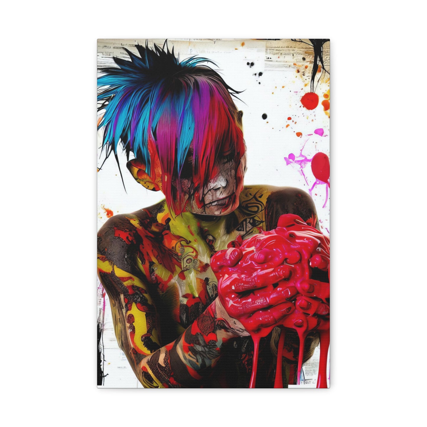 Tattooed Boy with Big Heart  - Canvas Wall Art