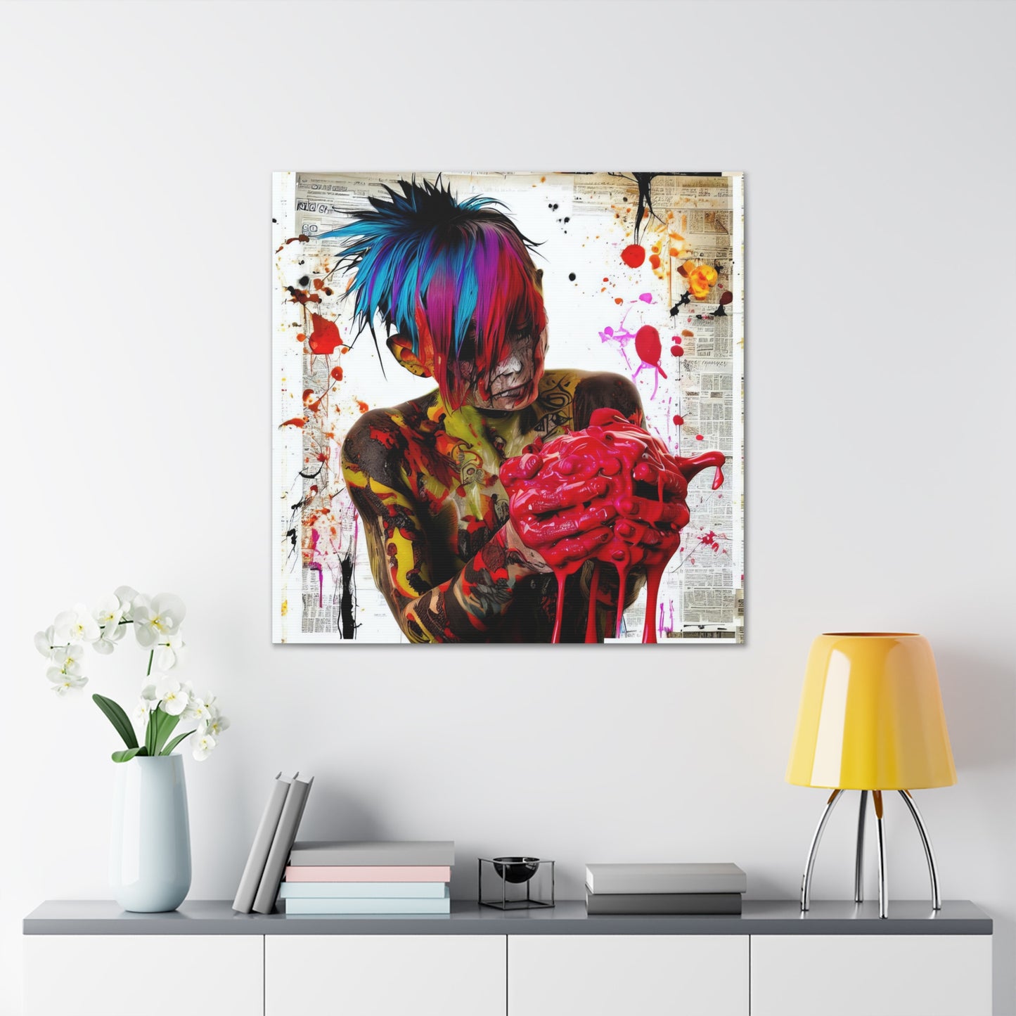 Tattooed Boy with Big Heart  - Canvas Wall Art