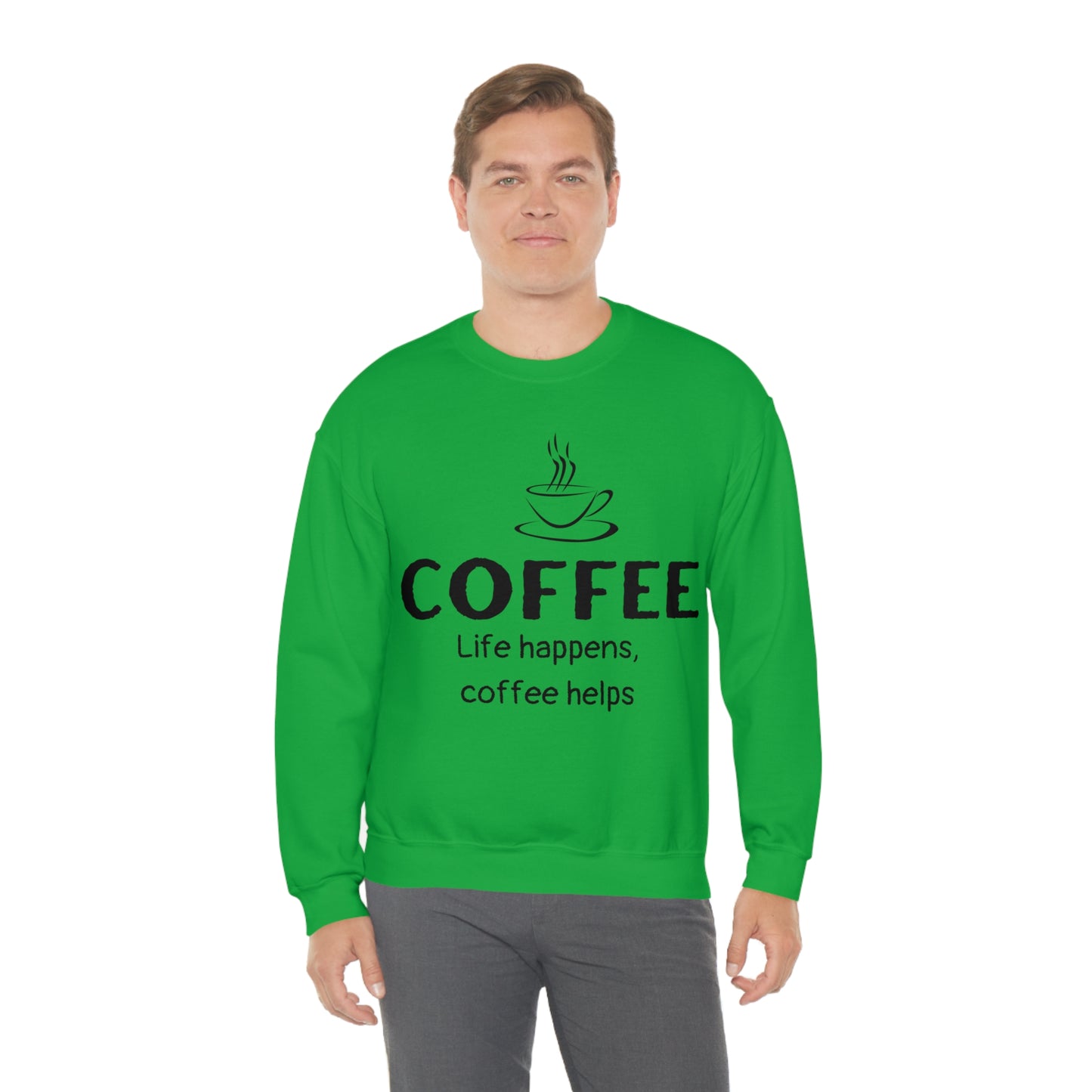 Heavy Blend™ Sweatshirt - Life Happens Coffee Helps