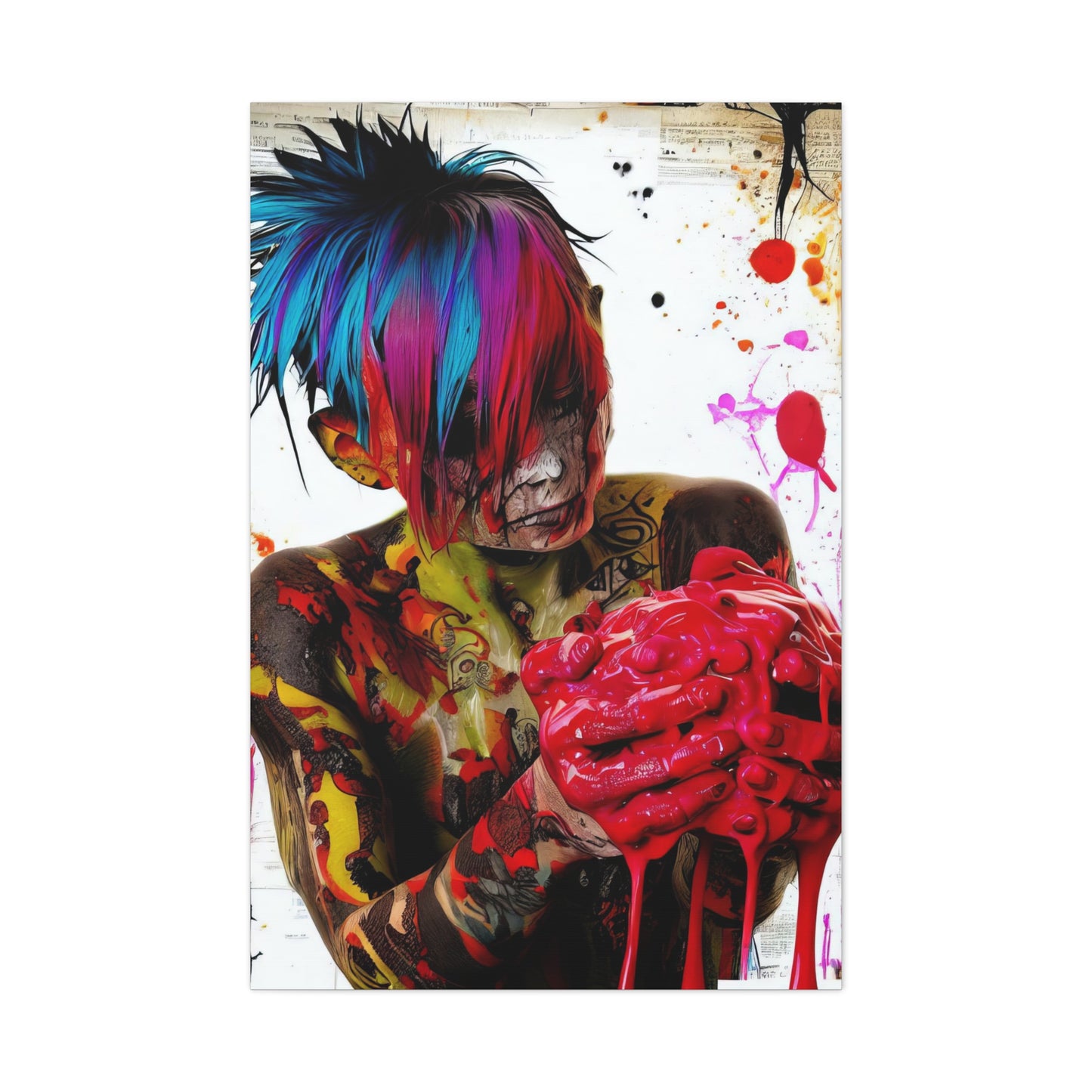 Tattooed Boy with Big Heart  - Canvas Wall Art