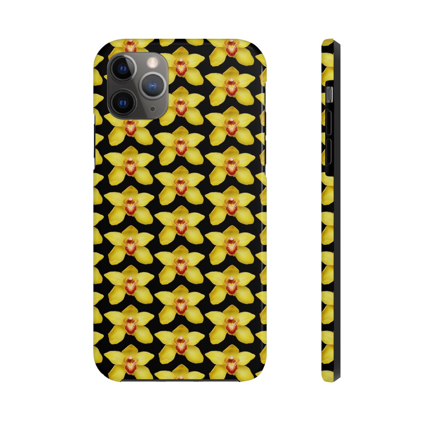 Yellow Cymbidium Orchid Black Tough Phone Case