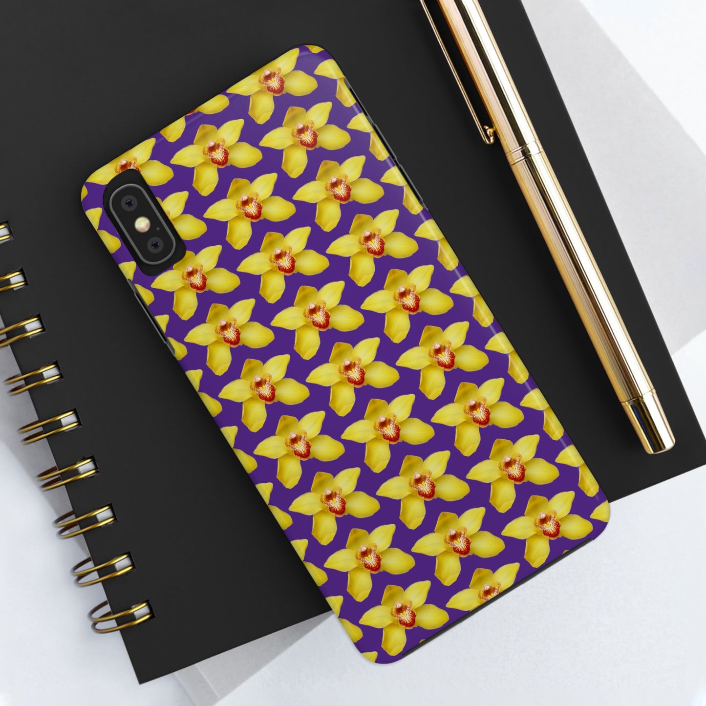 Yellow Cymbidium Orchid Purple Tough Phone Case