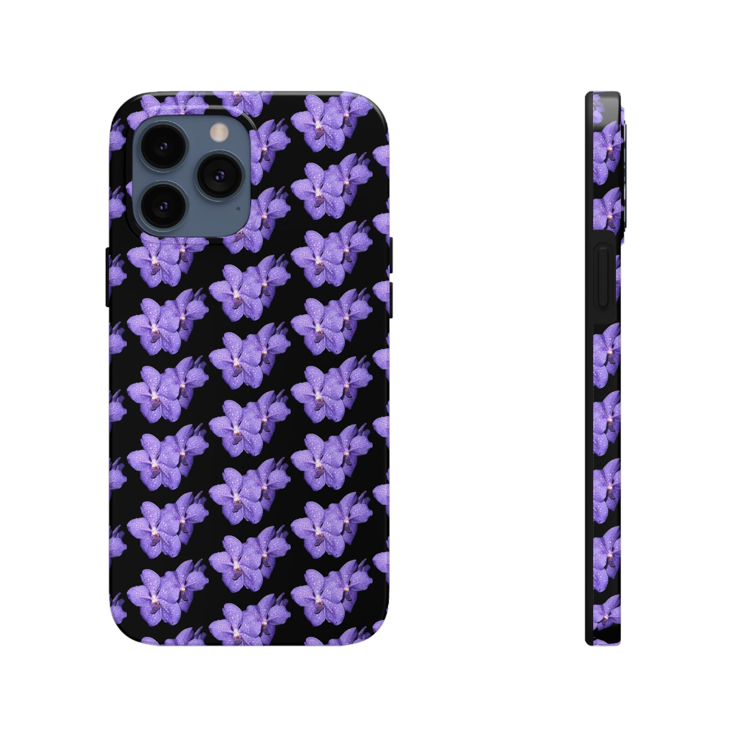 Blue Orchid Black Tough Phone Case