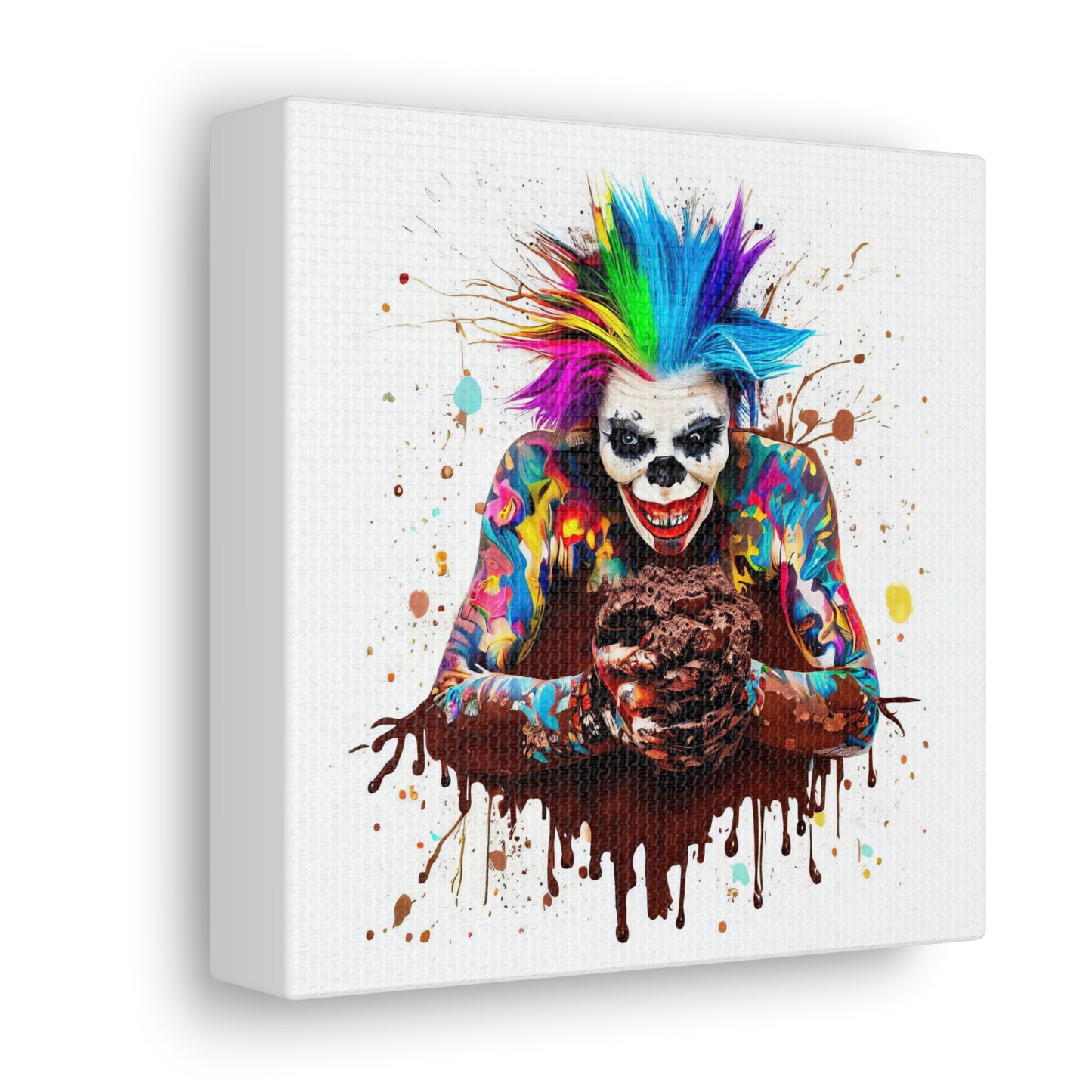 Creepy Clown Chocolate Ice Cream  - Canvas Wall Art