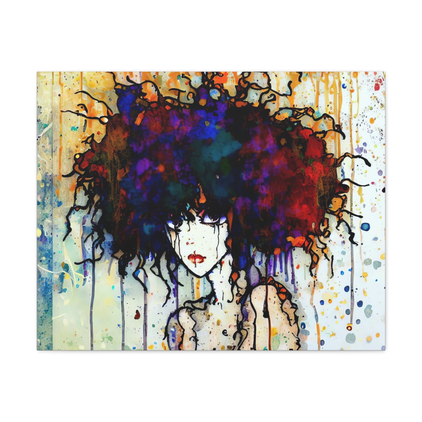 Girl with Big Hair  - Canvas Wall Art