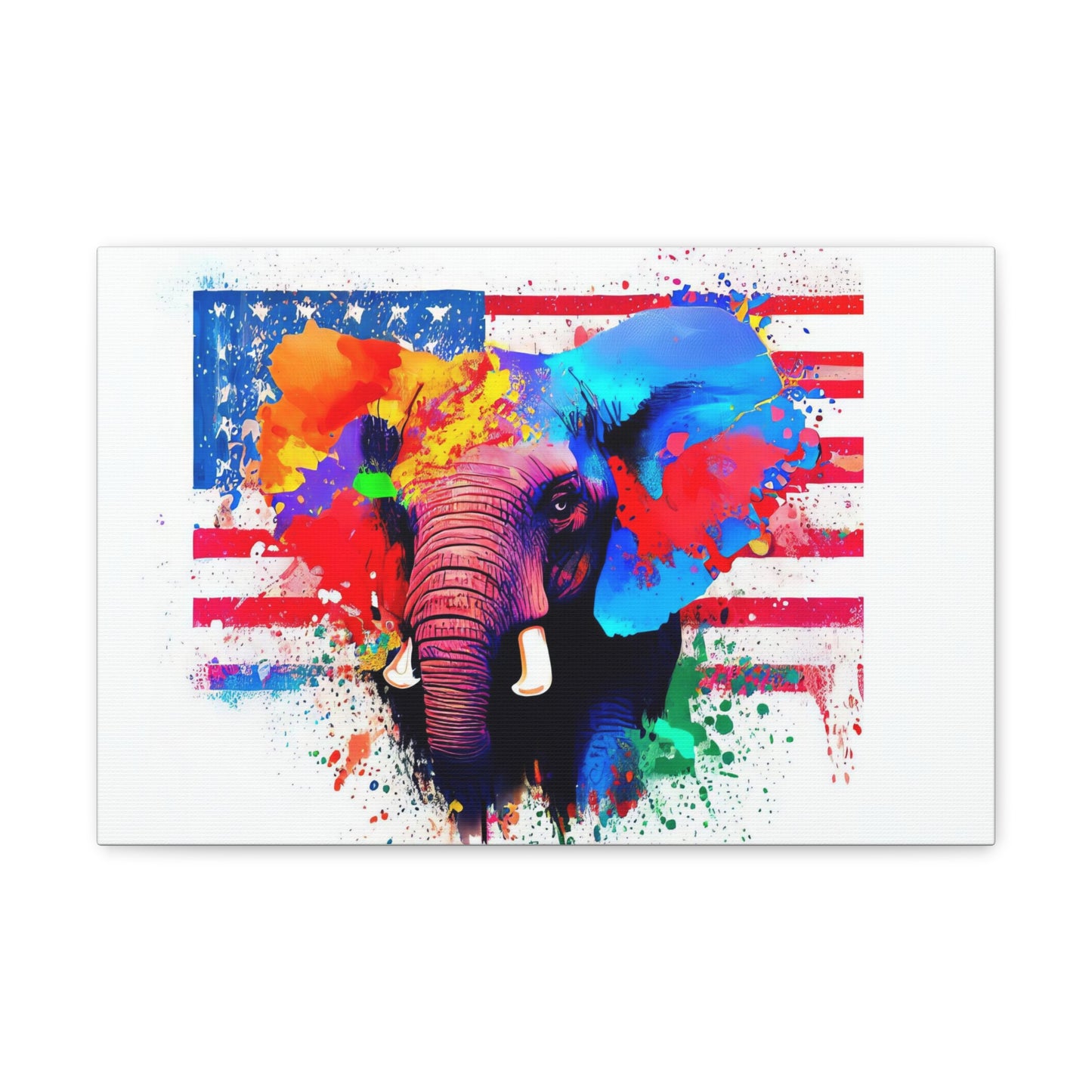 Elephant American Flag - Canvas Wall Art