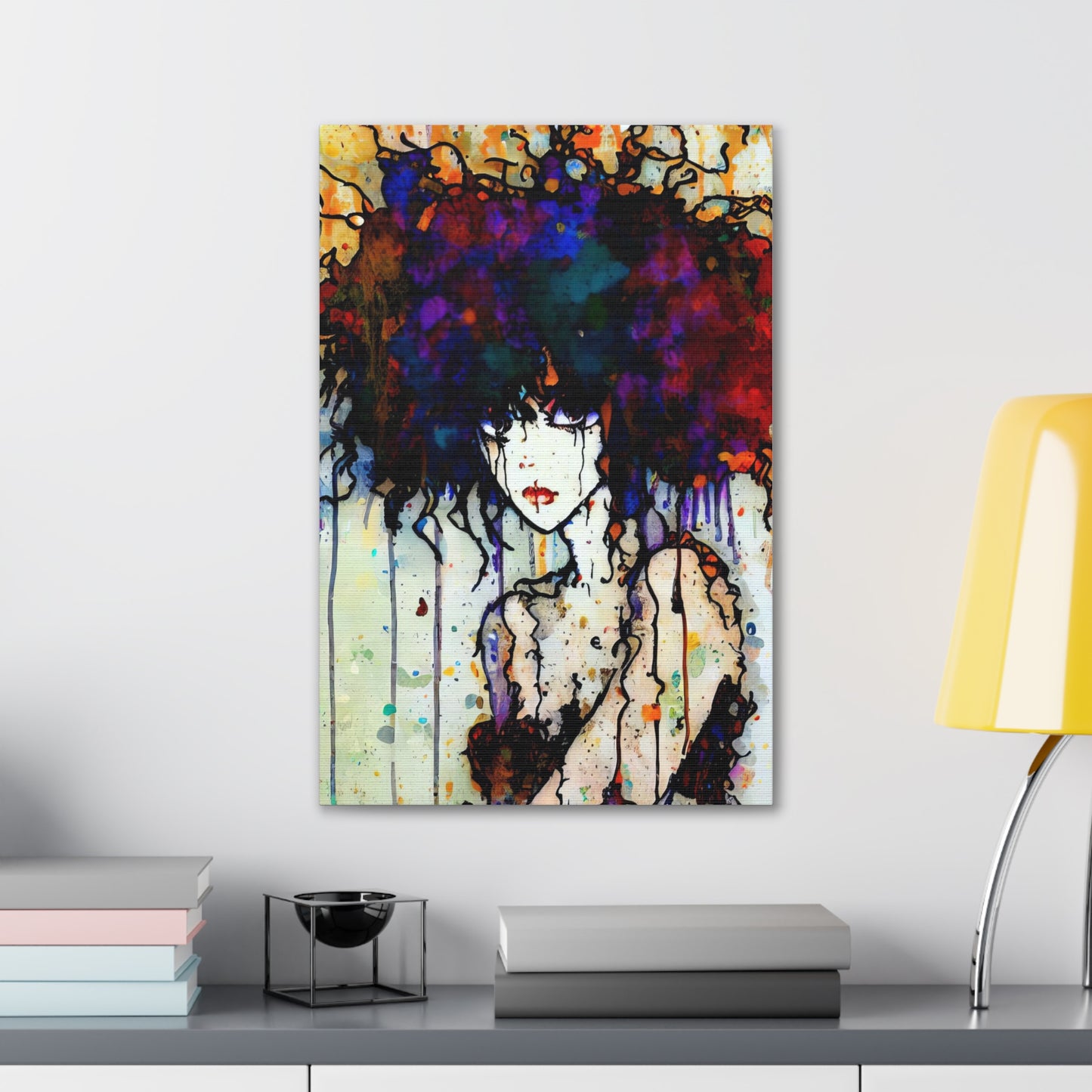 Girl with Big Hair  - Canvas Wall Art