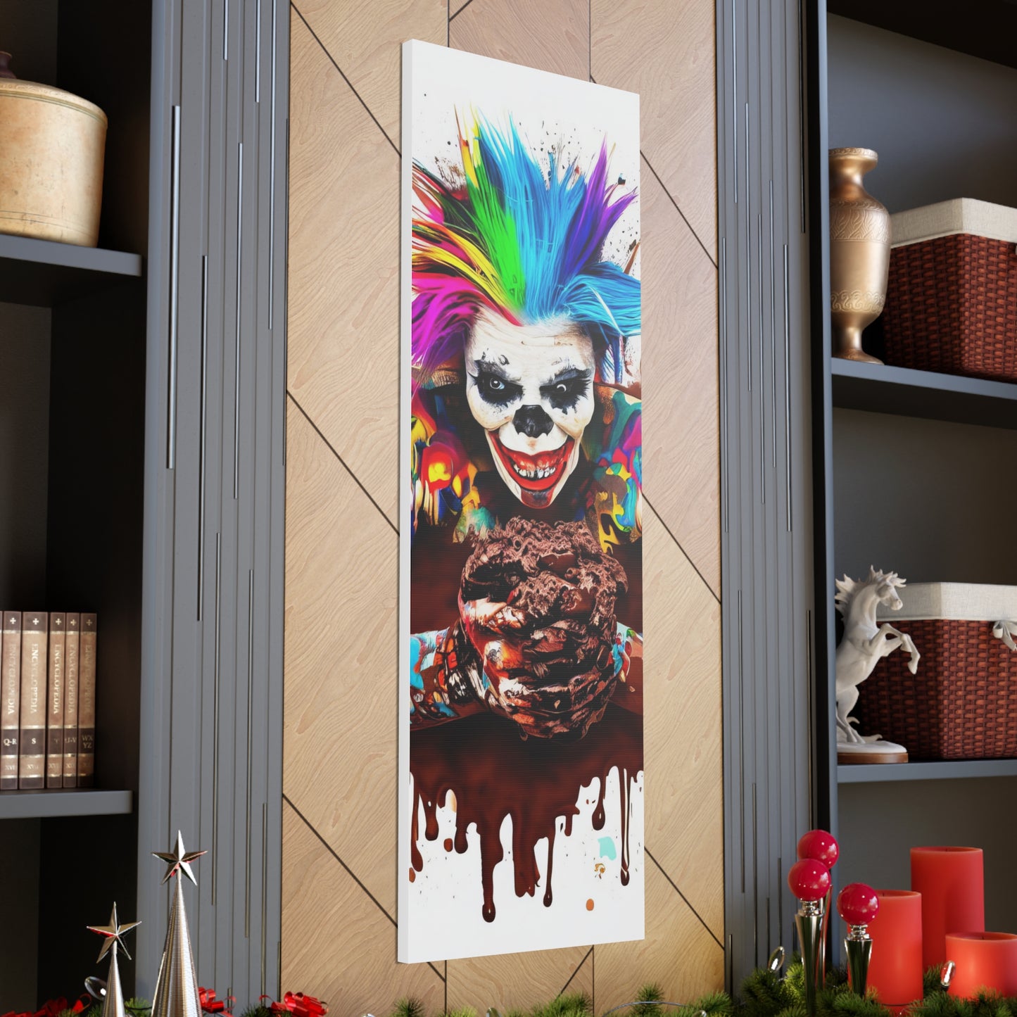 Creepy Clown Chocolate Ice Cream  - Canvas Wall Art