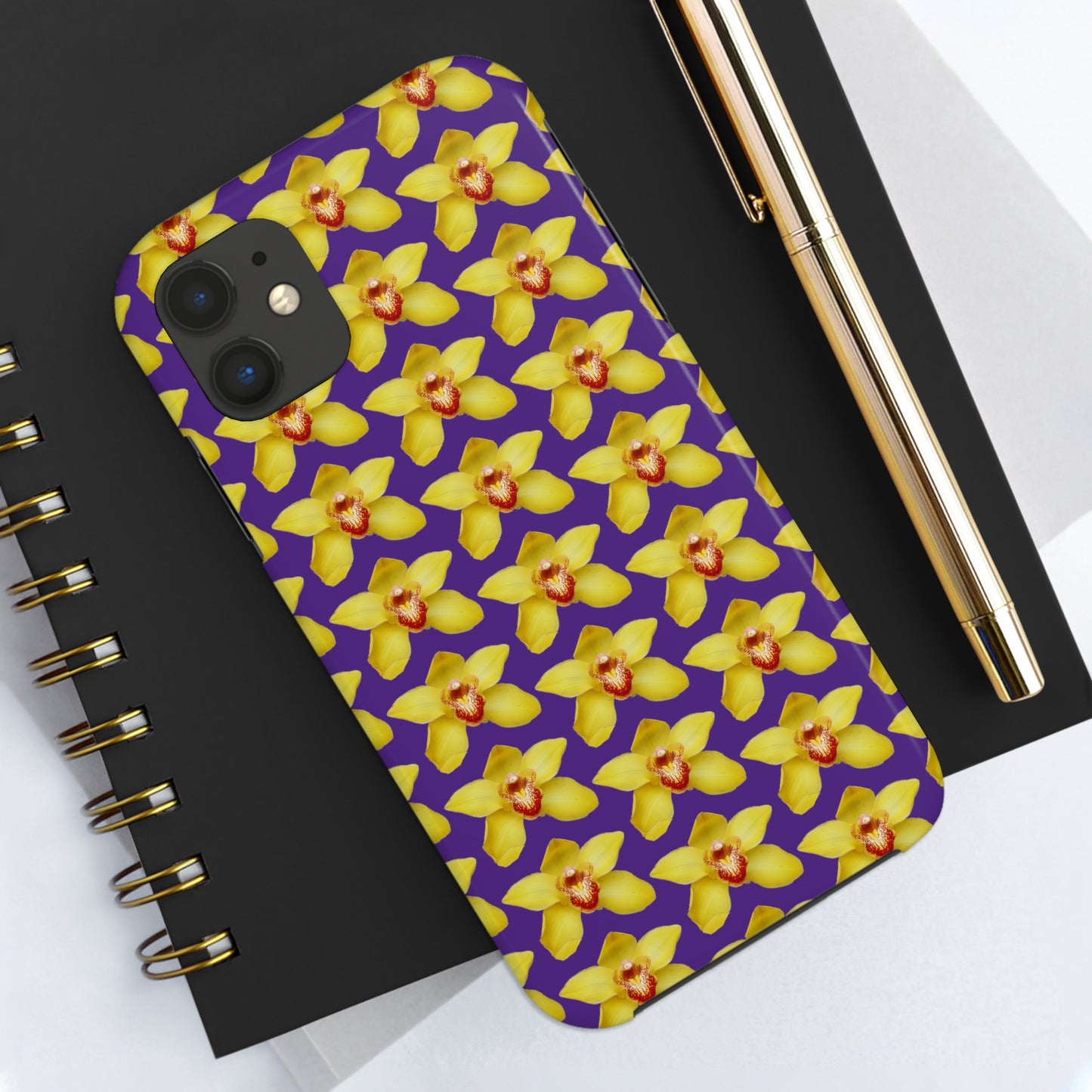 Yellow Cymbidium Orchid Purple Tough Phone Case