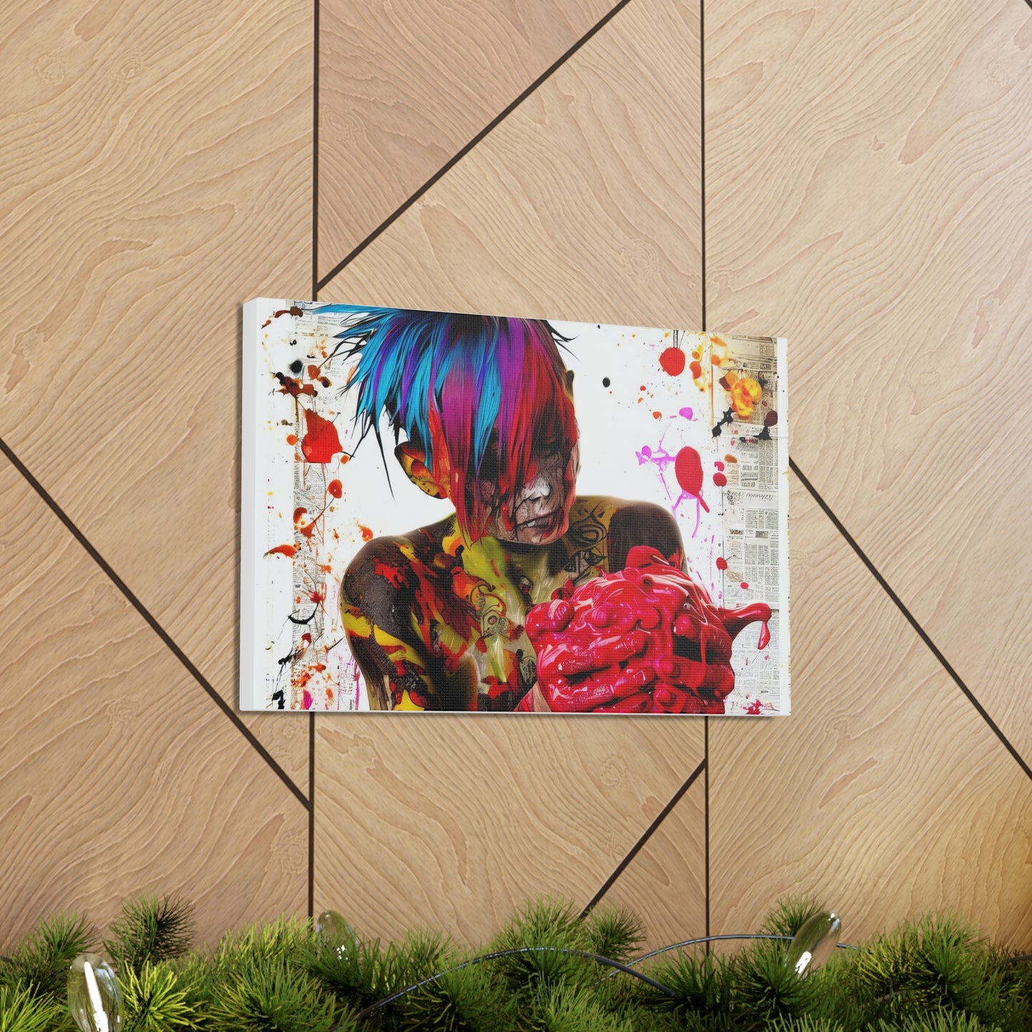 Tattooed Boy with Big Heart  - Canvas Wall Art