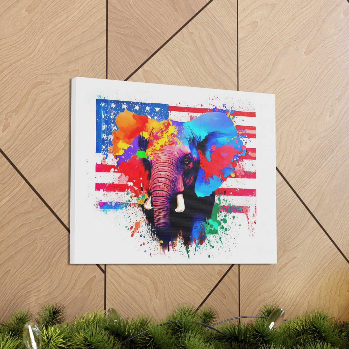 Elephant American Flag - Canvas Wall Art