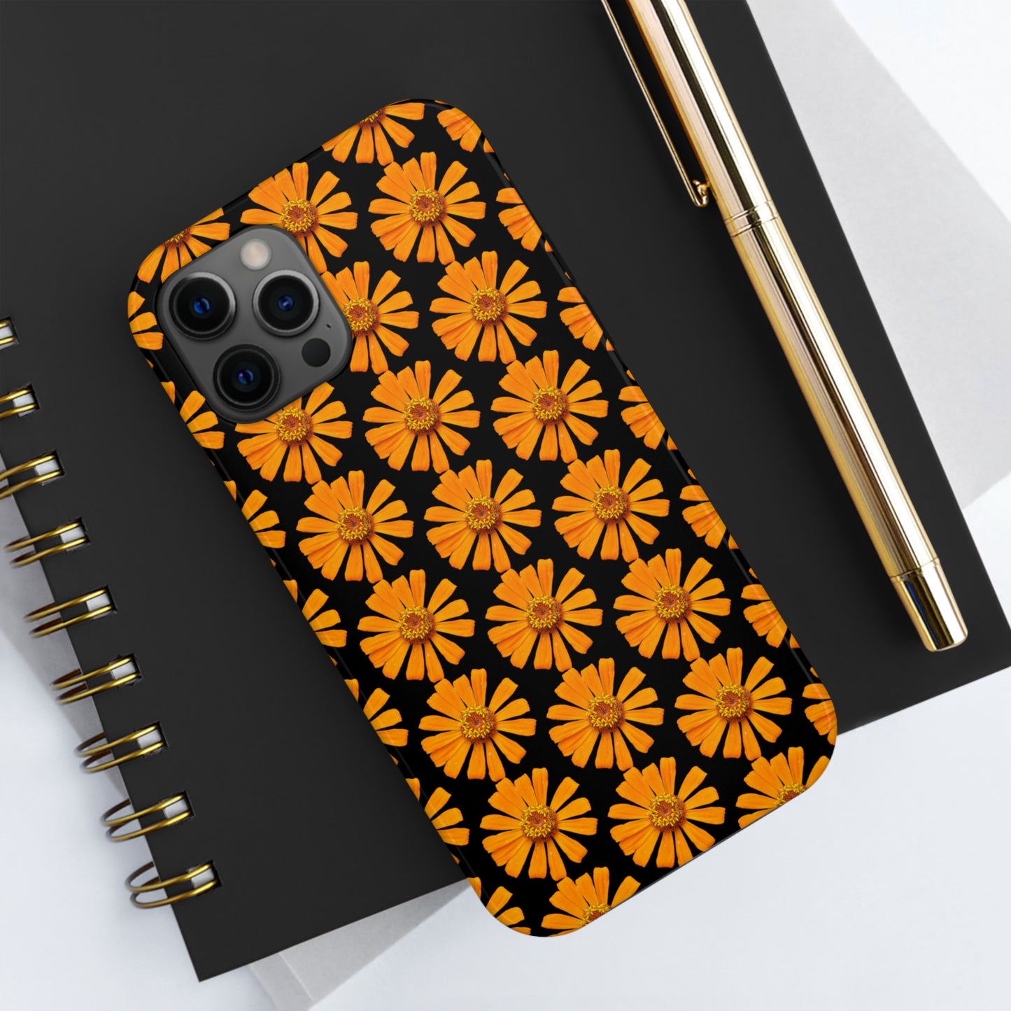 Orange Zinnia Black Tough Phone Case