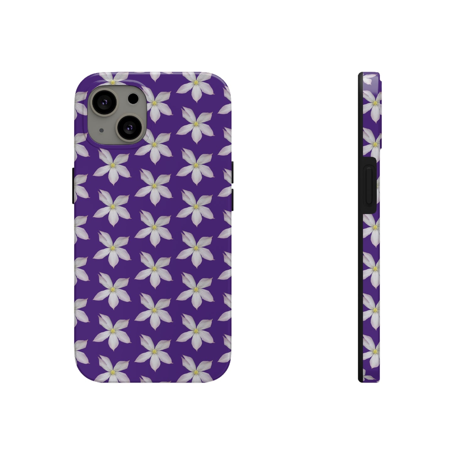 White Clematis Purple Tough Phone Case