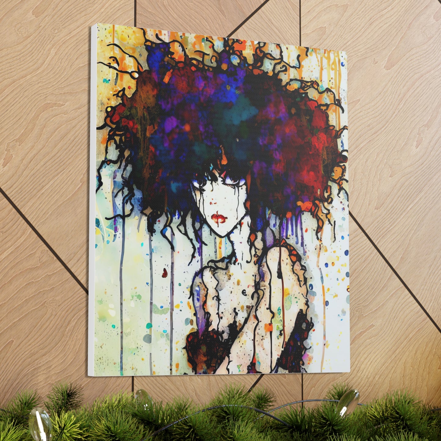 Girl with Big Hair  - Canvas Wall Art