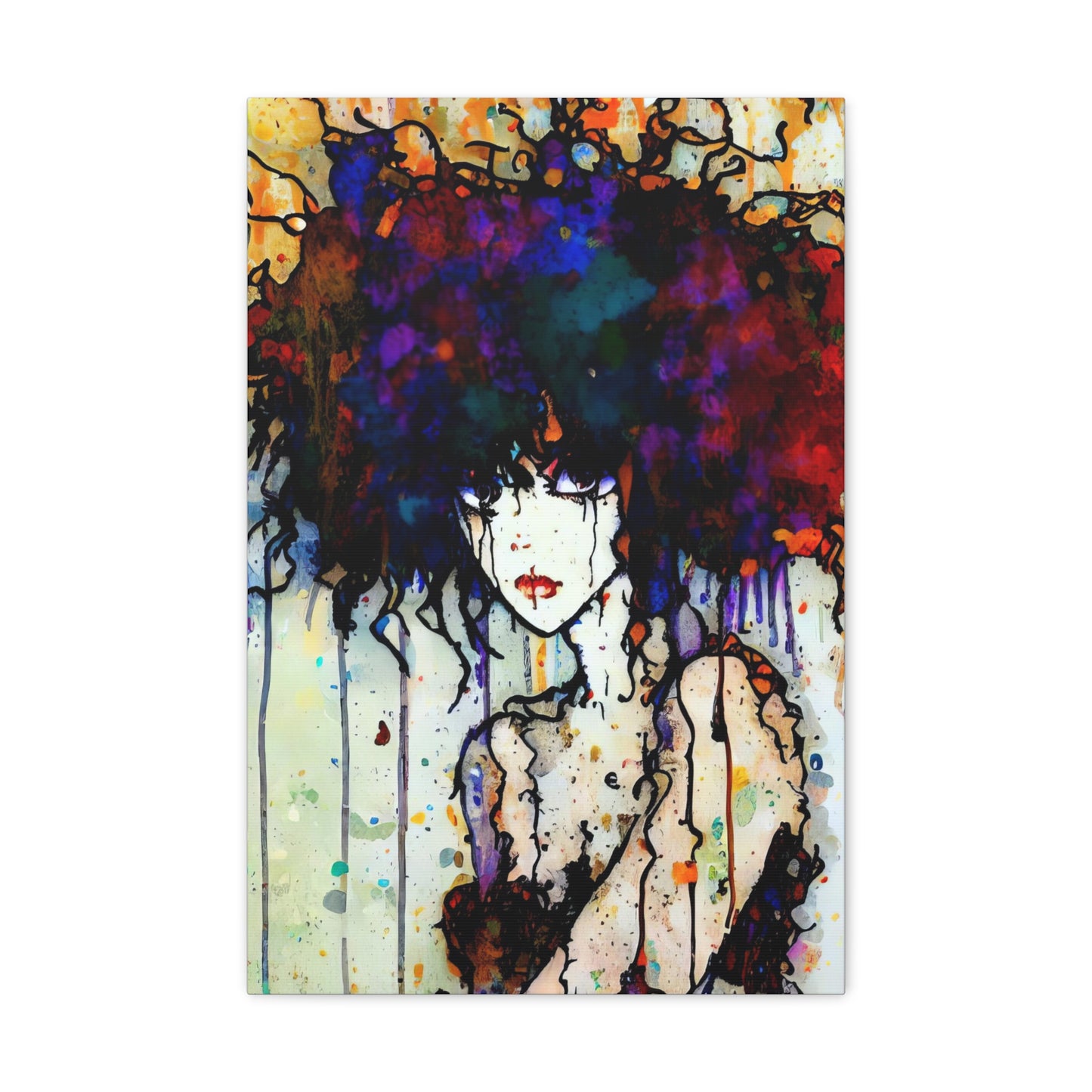 Girl with Big Hair  - Canvas Wall Art