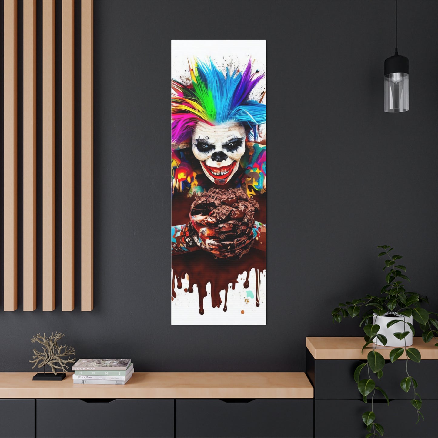 Creepy Clown Chocolate Ice Cream  - Canvas Wall Art