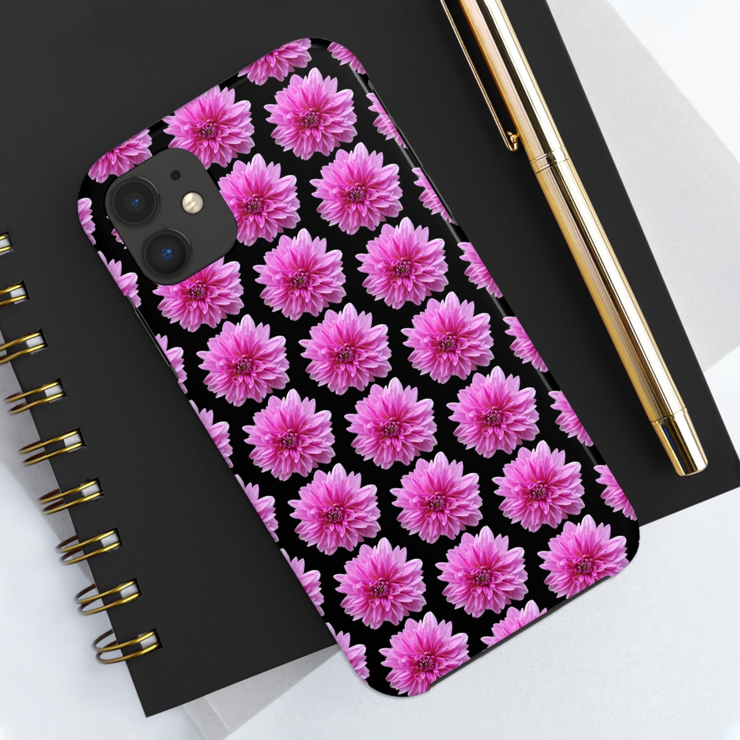 Pink Dahlia Black Tough Phone Case