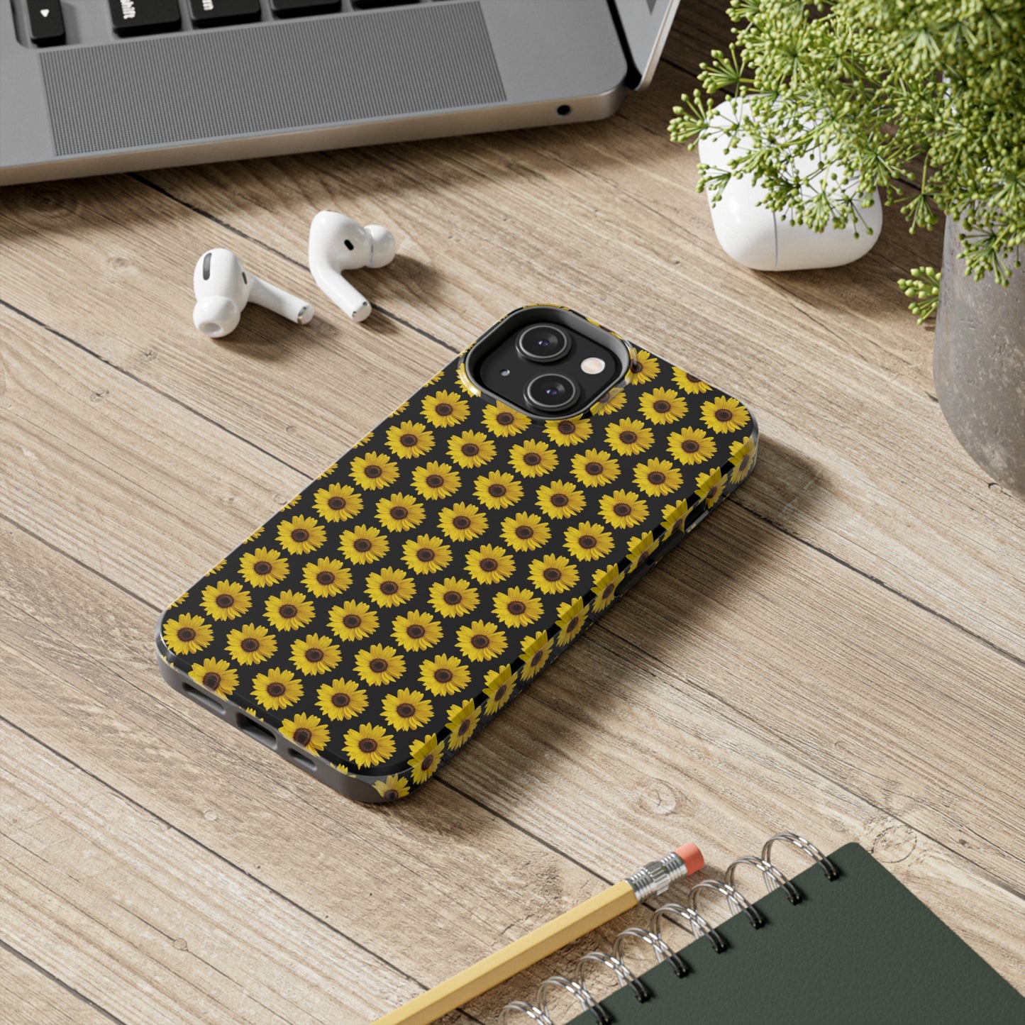 Sunflower Black Tough Phone Case