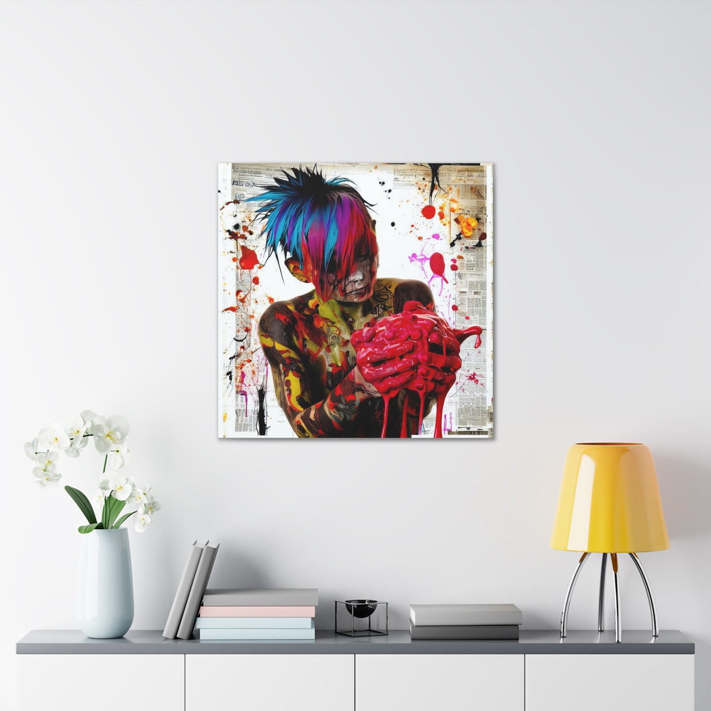 Tattooed Boy with Big Heart  - Canvas Wall Art