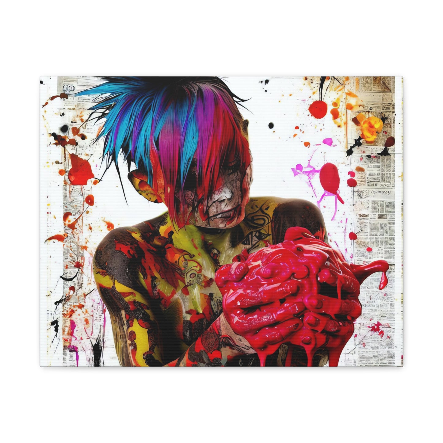 Tattooed Boy with Big Heart  - Canvas Wall Art