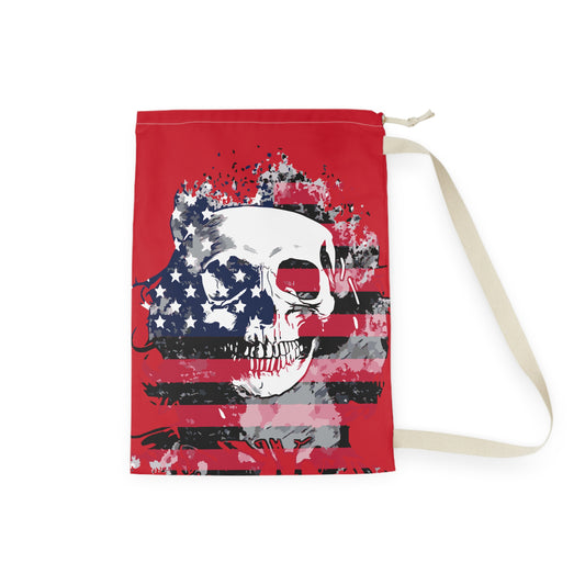 Skull and Flag Red Laundry Bag