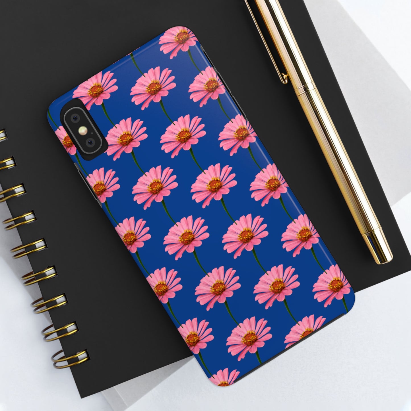 Pink Zinnia Blue Tough Phone Case