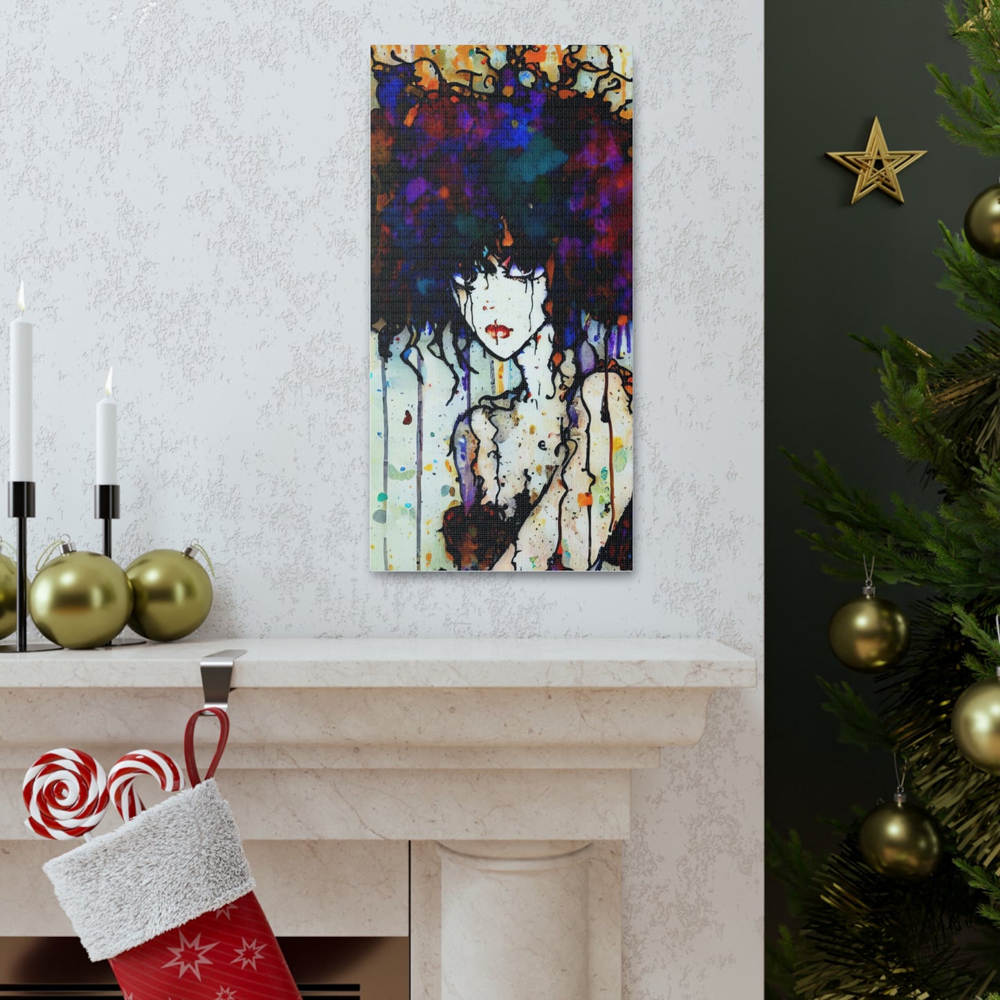 Girl with Big Hair  - Canvas Wall Art