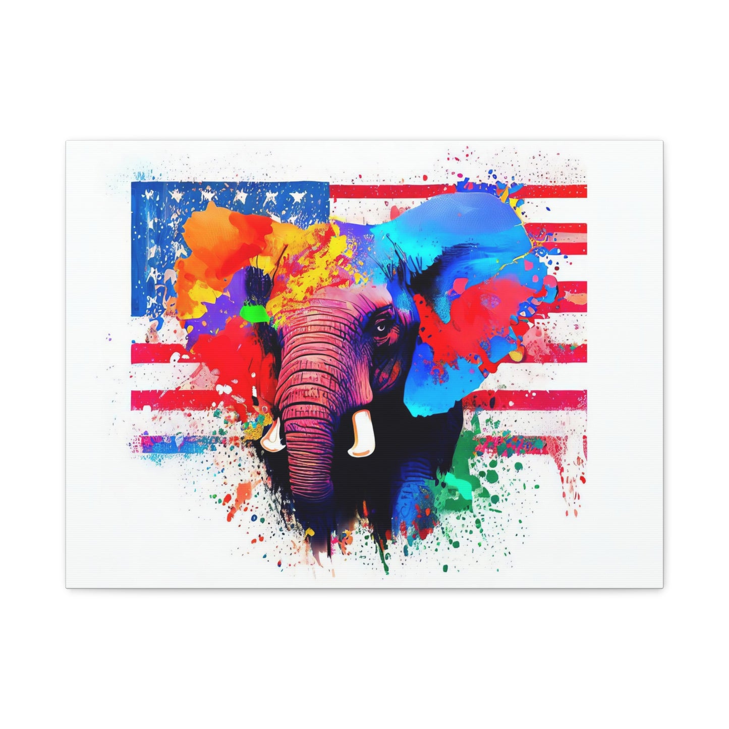 Elephant American Flag - Canvas Wall Art