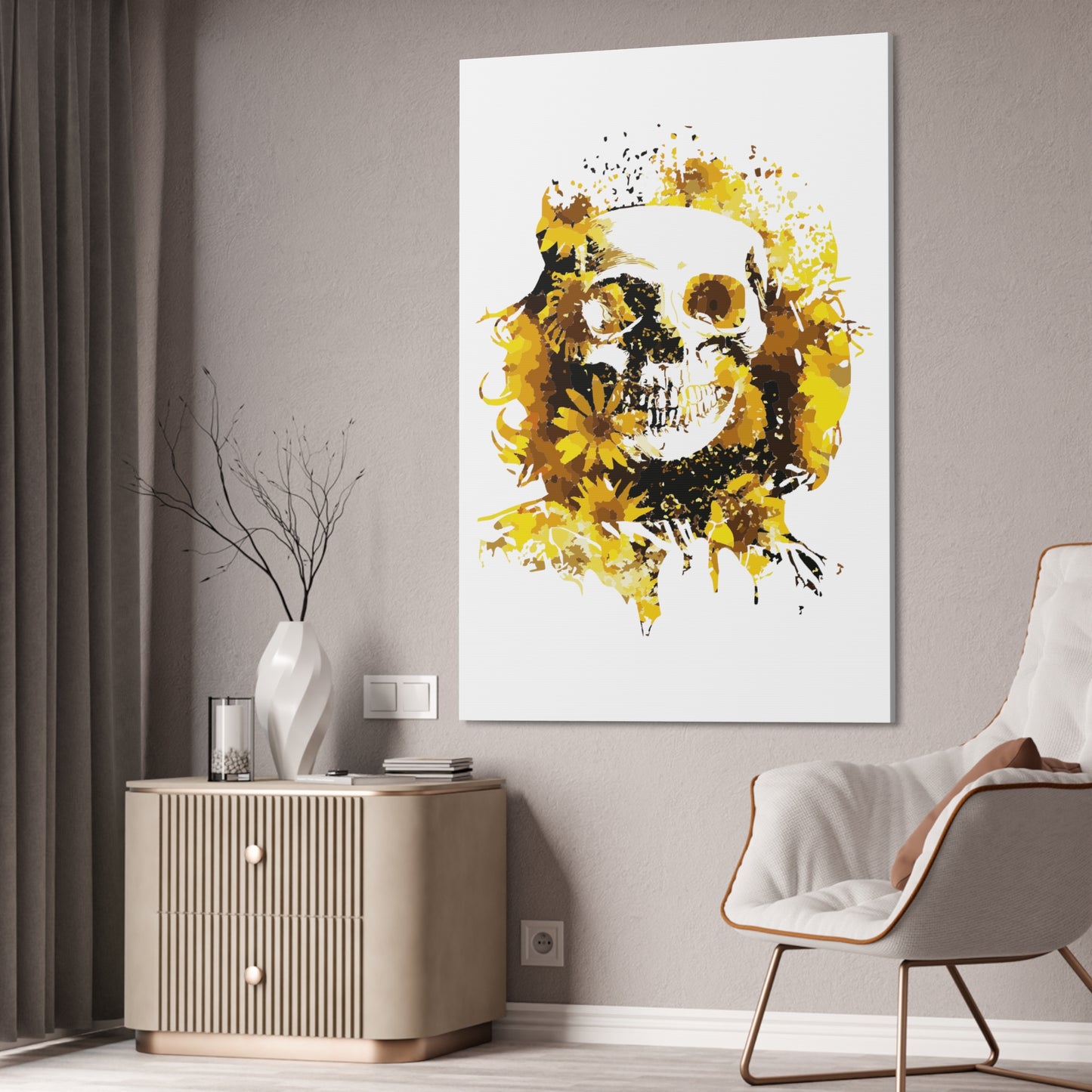 Sunflower Skull Canvas Stretched, 1.5''