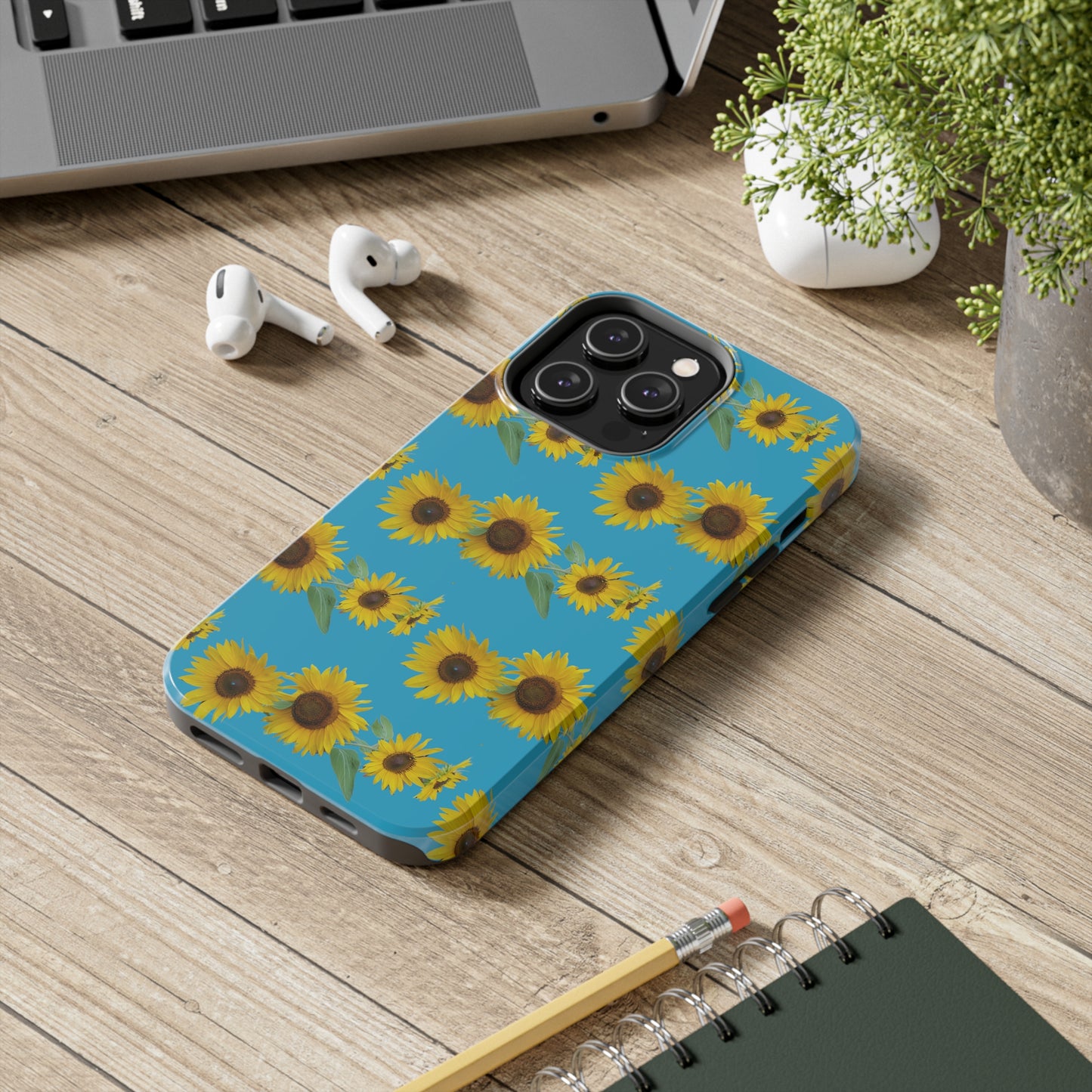 Sunflower Cluster Turquoise Tough Phone Case