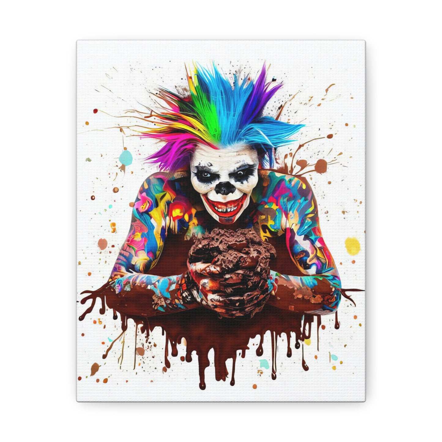 Creepy Clown Chocolate Ice Cream  - Canvas Wall Art