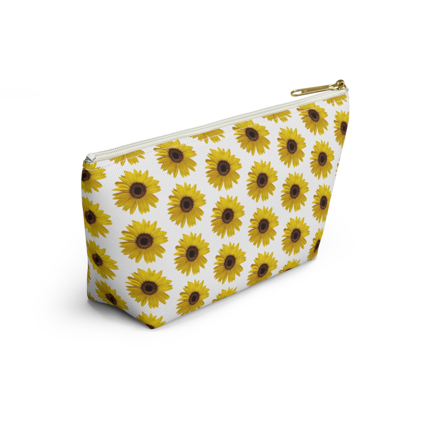 Sunflower White Accessory Pouch w T-bottom