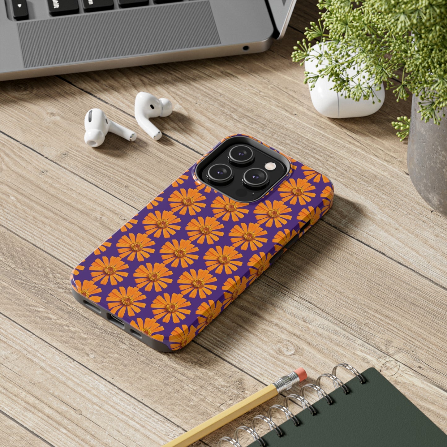 Orange Zinnia Purple Tough Phone Case