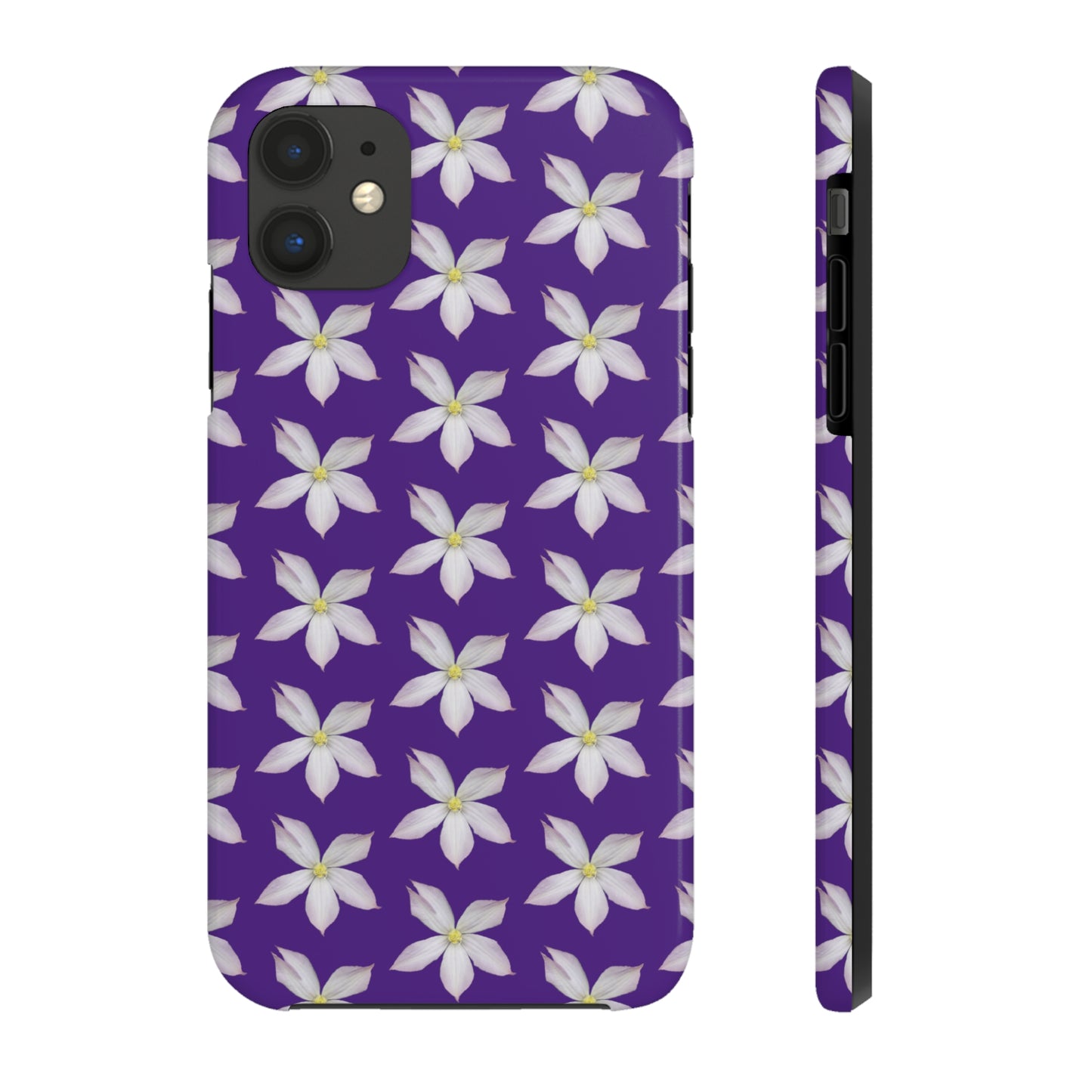 White Clematis Purple Tough Phone Case