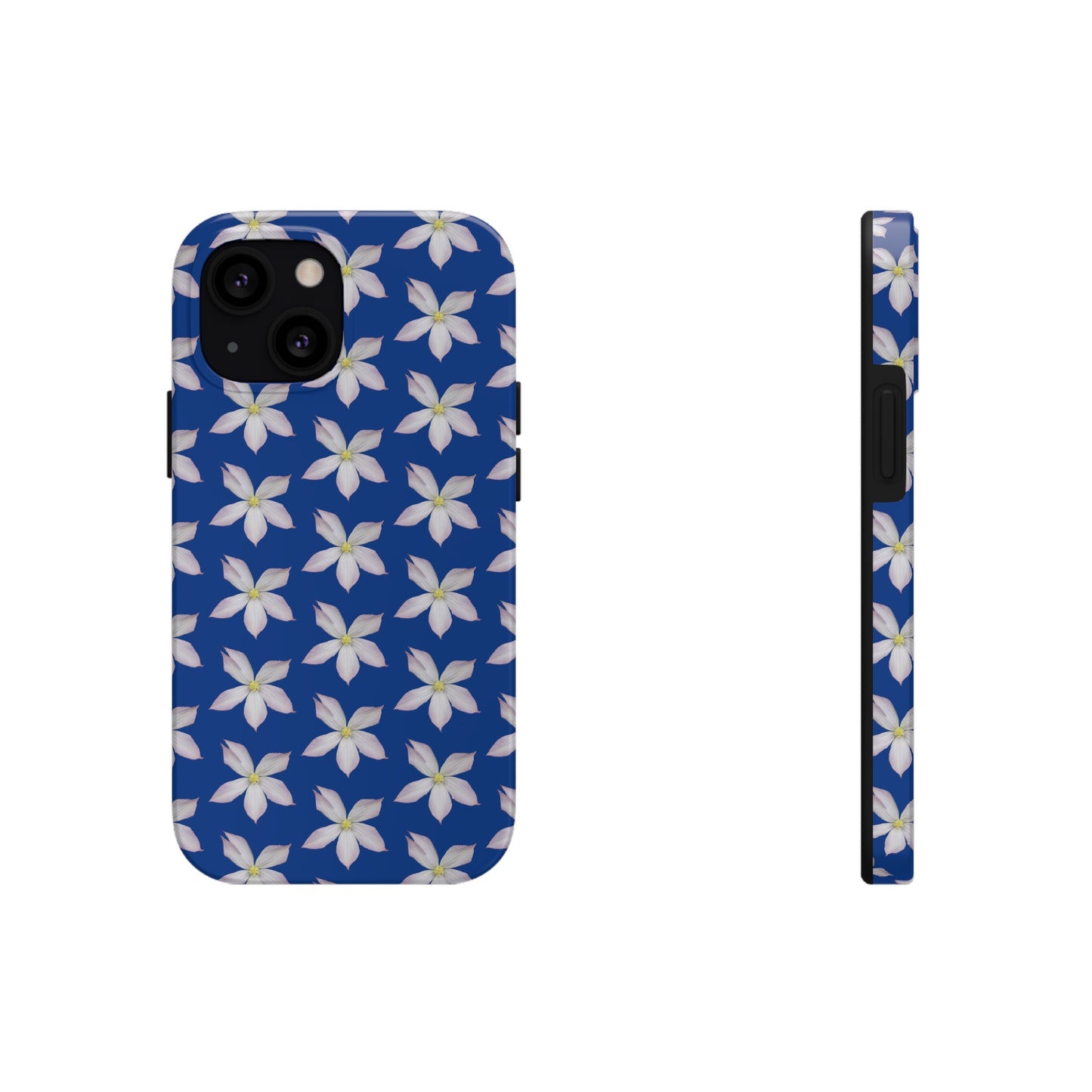 White Clematis Blue Tough Phone Case