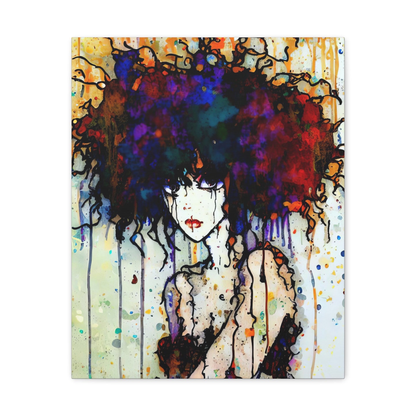 Girl with Big Hair  - Canvas Wall Art