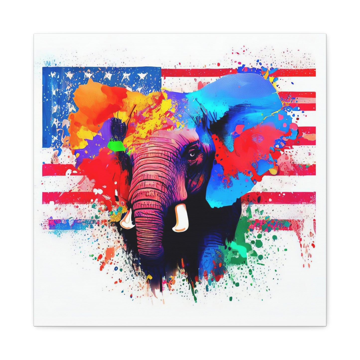 Elephant American Flag - Canvas Wall Art