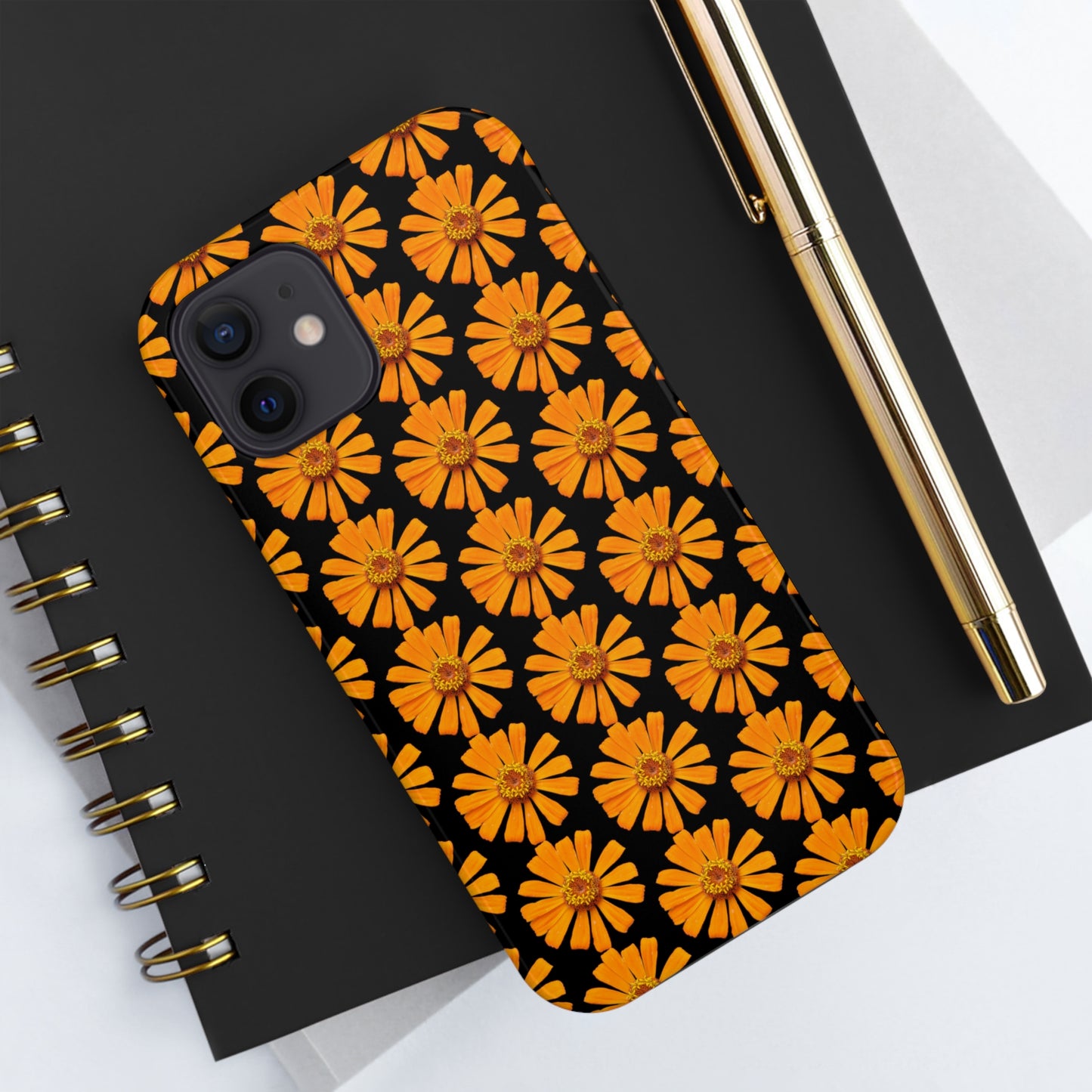 Orange Zinnia Black Tough Phone Case