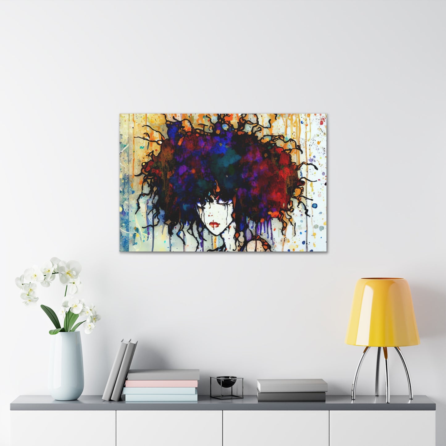 Girl with Big Hair  - Canvas Wall Art