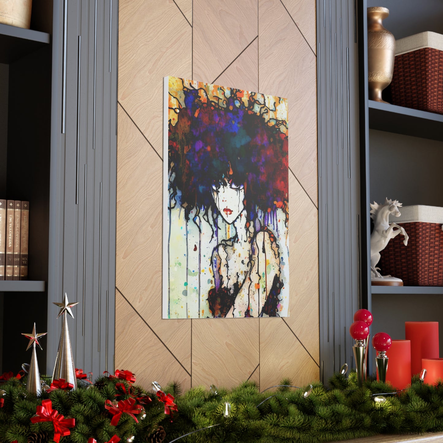 Girl with Big Hair  - Canvas Wall Art