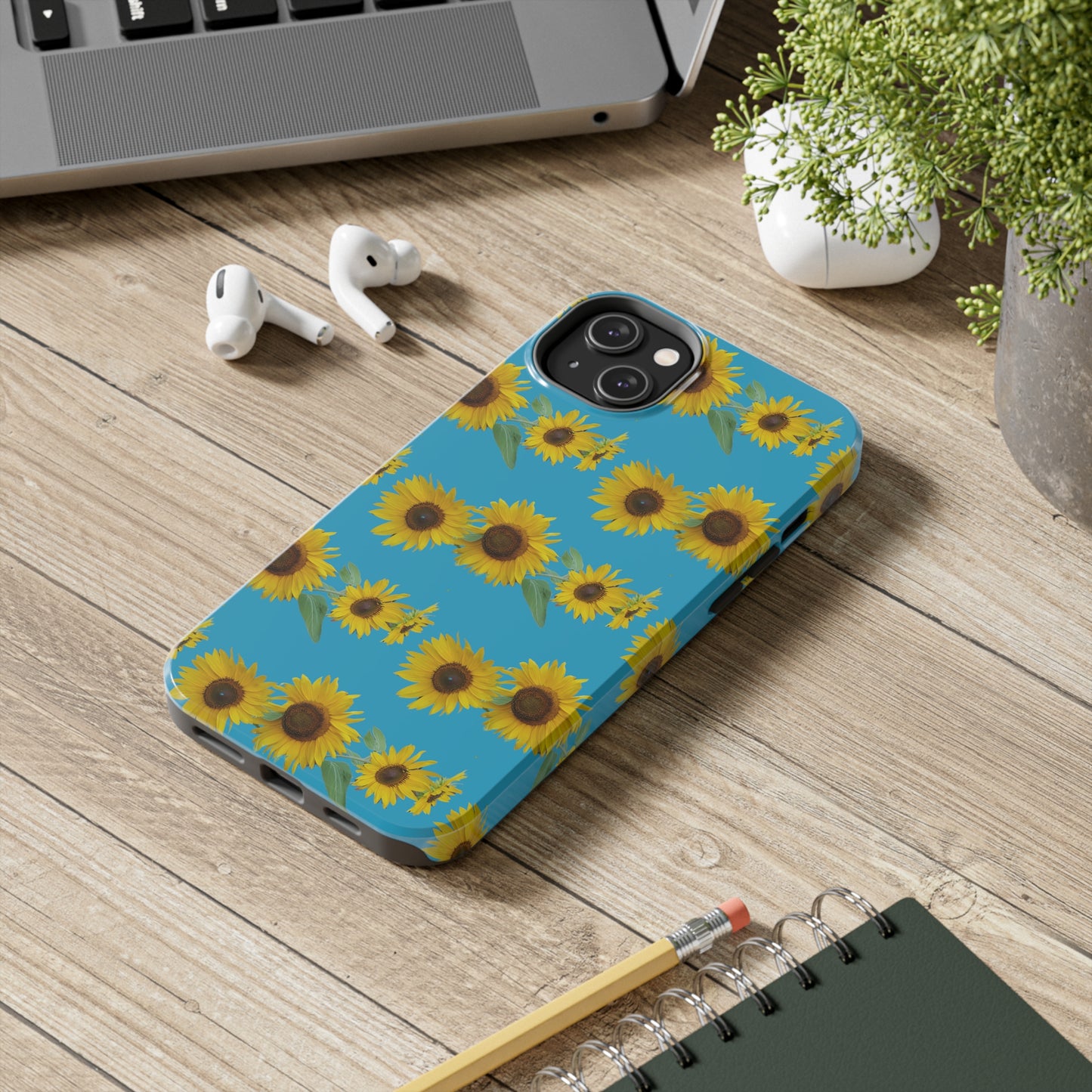 Sunflower Cluster Turquoise Tough Phone Case