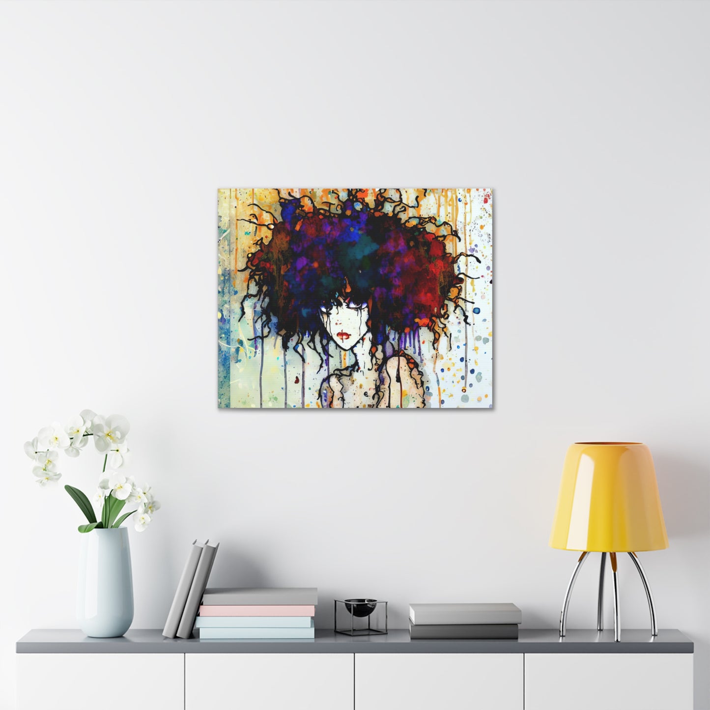 Girl with Big Hair  - Canvas Wall Art