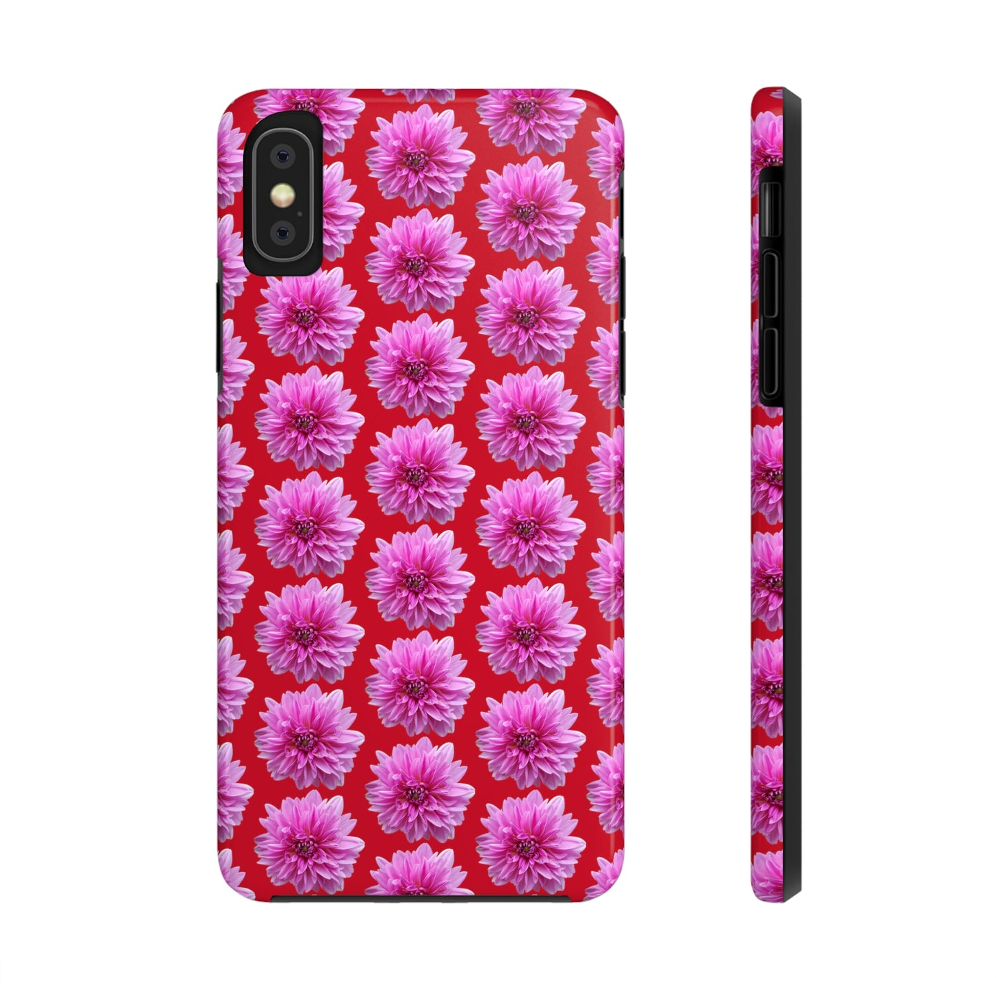 Pink Dahlia Red Tough Phone Case