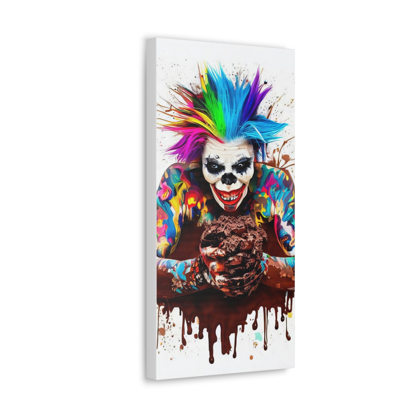 Creepy Clown Chocolate Ice Cream  - Canvas Wall Art