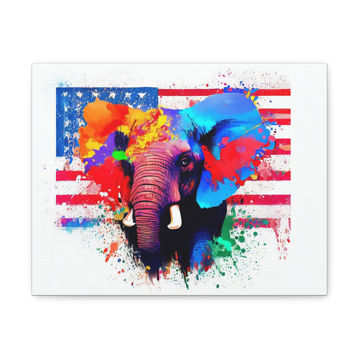 Elephant American Flag - Canvas Wall Art