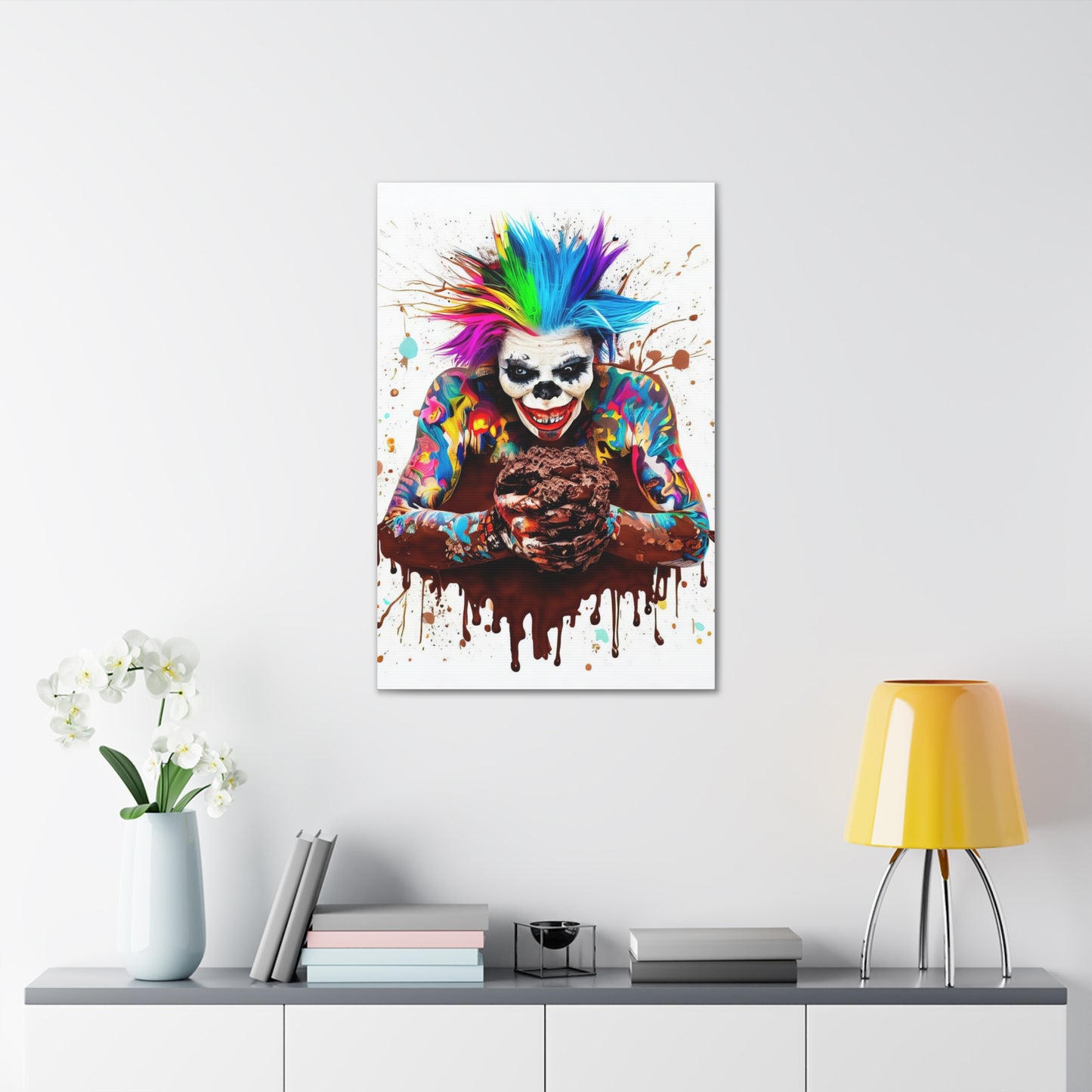 Creepy Clown Chocolate Ice Cream  - Canvas Wall Art