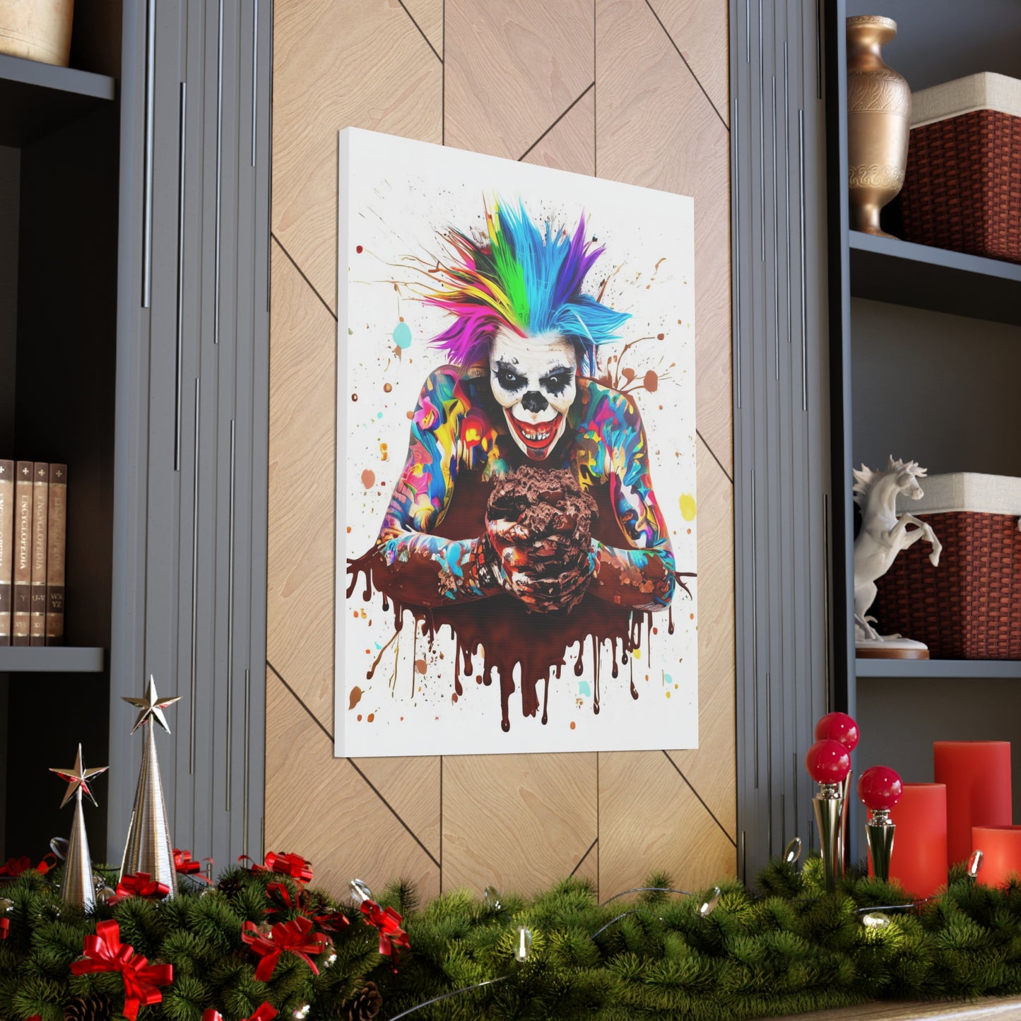 Creepy Clown Chocolate Ice Cream  - Canvas Wall Art