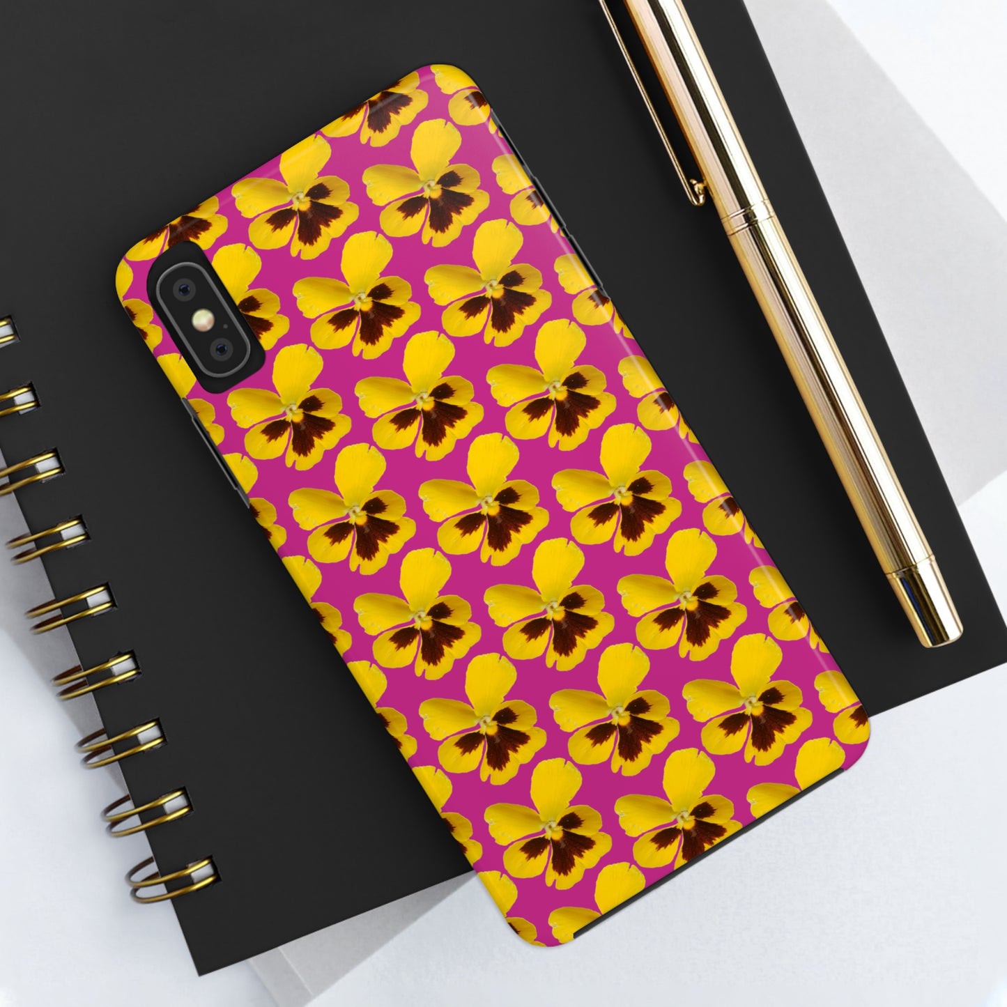 Yellow Pansy Pink Tough Phone Case