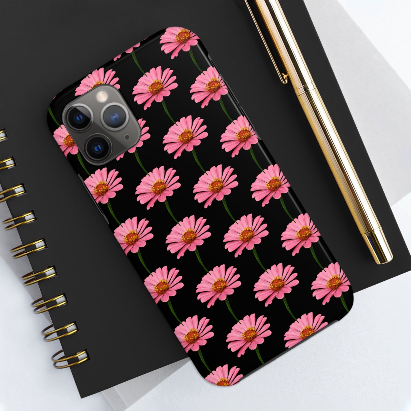 Pink Zinnia Black Tough Phone Case